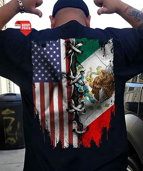 T Shirt New American Mexican Flag Mexico Patriotic Mens Etsy