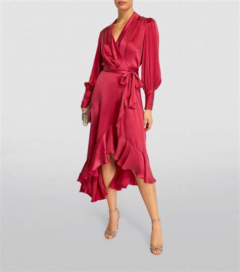 Womens ZIMMERMANN Red Silk Wrap Mini Dress Harrods UK