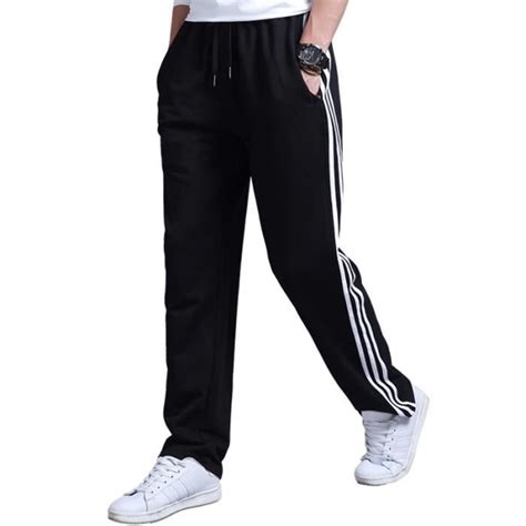 Pantalon De Jogging Homme De Marque Rayure Noir Pantalon De Sport