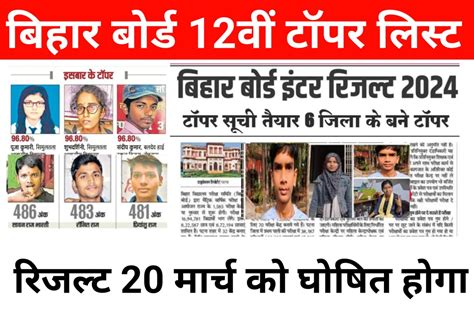 Bihar Board 12th Topper Verification 2024 List बिहार विद्यालय परीक्षा