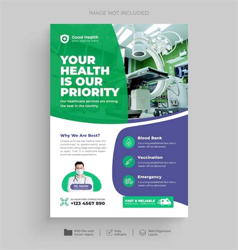 Premium Psd Medical Healthcare Flyer Design And Brochure Cover Page