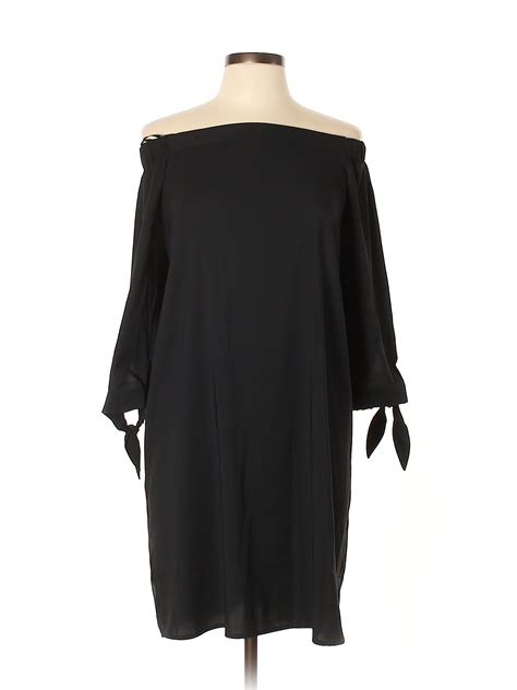 Ann Taylor Loft Solid Black Casual Dress Size L 66 Off Thredup