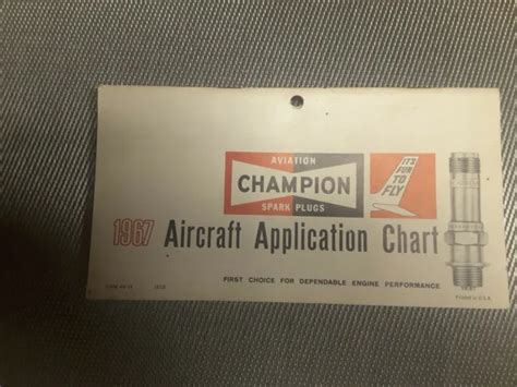 Vintage 1968 Champion Spark Plug Application Chart And Quick Reference ...