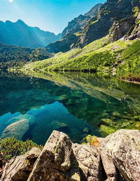 Premium Photo | Tatra national park in poland famous mountains lake morskie oko or sea eye lake ...