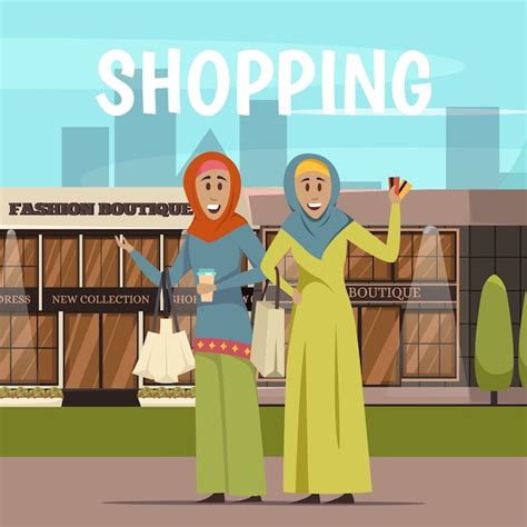 Free Vector Arabic Woman And Shopping Background