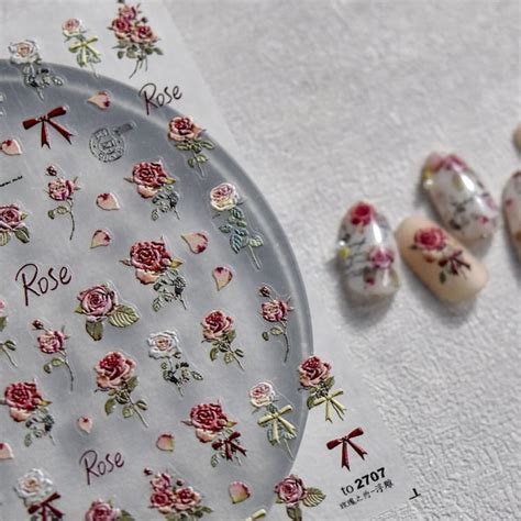 Rose Nail Art Stickers Etsy