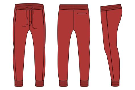 Fleece Fabric Jogger Sweatpants Technical Fashion Flat Sketch Vector