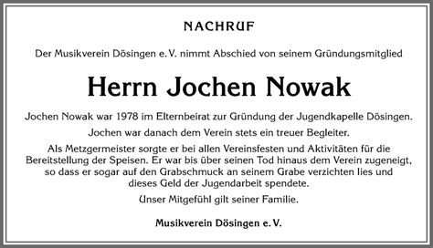 Traueranzeigen von Jochen Nowak Allgäuer Zeitung