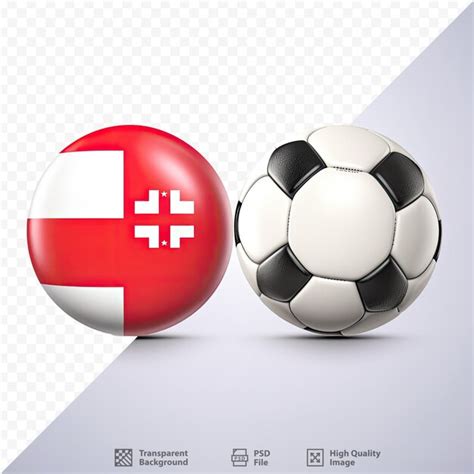 Premium PSD A Red And White Soccer Ball And Two Soccer Balls