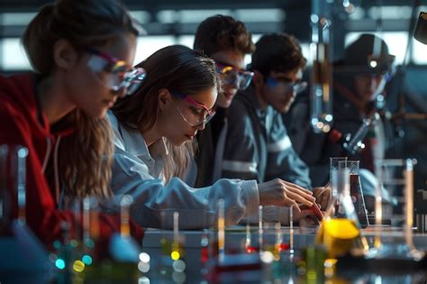 Premium Photo | Group of students conducting physics experiments o