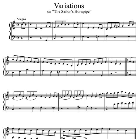 The Sailors Hornpipe 12 Variations Sheets Tutorial Piano Score The