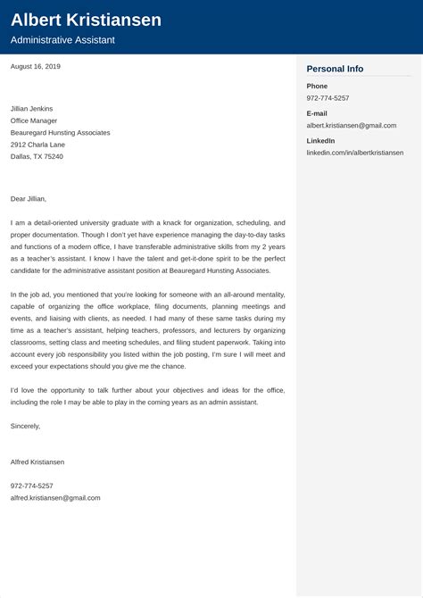 Administrative Assistant Cover Letter Sample And Templates