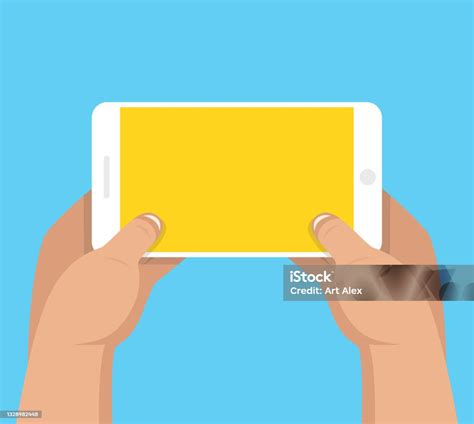 Dua Tangan Memegang Smartphone Dan Layar Menyentuh Ilustrasi Vektor