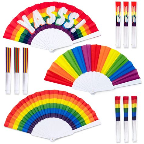 Buy Rainbow Fans 12 Pack Folding Fans For Pride Rainbow LGBTQ