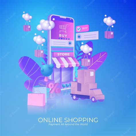 Shopping online on website or mobile application concept marketing and