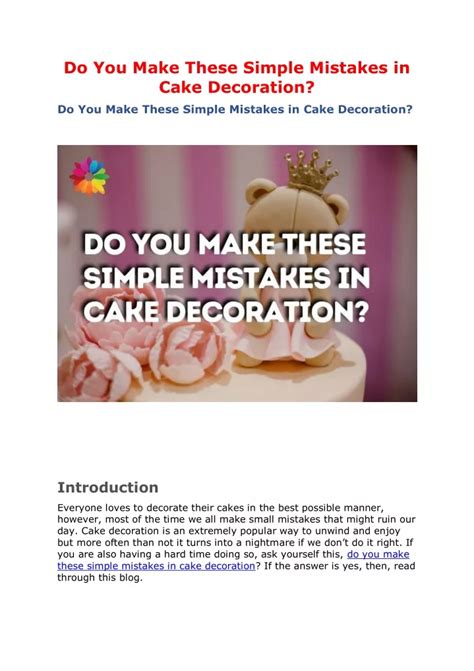 Ppt Do You Make These Simple Mistakes In Cake Decoration Powerpoint