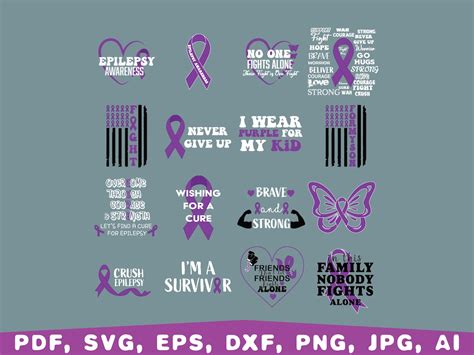 Epilepsy Awareness Svg, Purple Ribbon Svg, Epilepsy Ribbon Svg, Peace ...