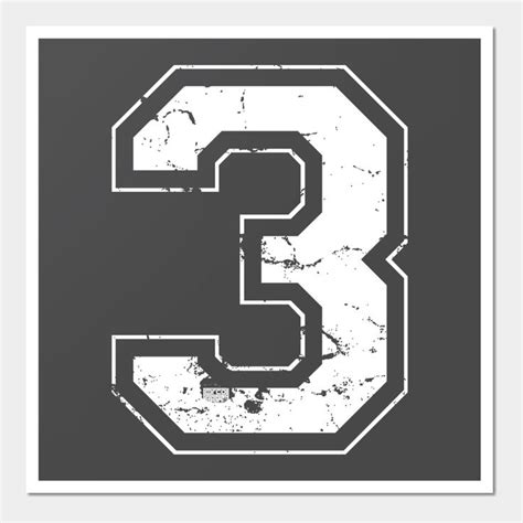 Number 3 White Jersey Sports Art Print