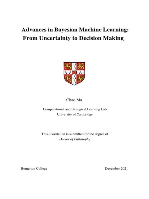 Advances in Bayesian Machine Learning From Uncertainty To Decision ...