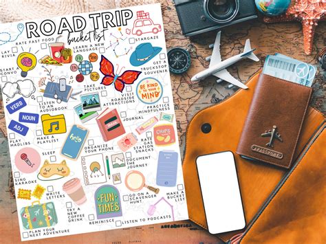 Printable Road Trip Bucket List Road Trip To Do List Etsy