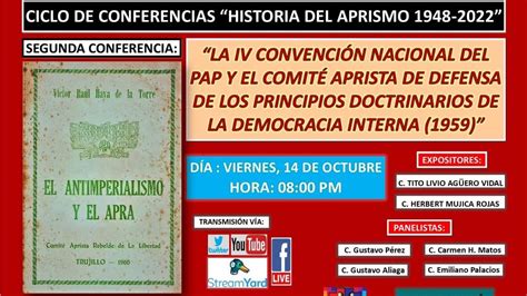 CICLO DE CONFERENCIAS HISTORIA DEL APRISMO PERUANO 1948 2022 YouTube