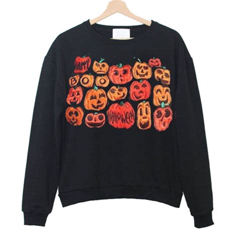 Halloween pumpkin black orange sweatshirt - teehonesty