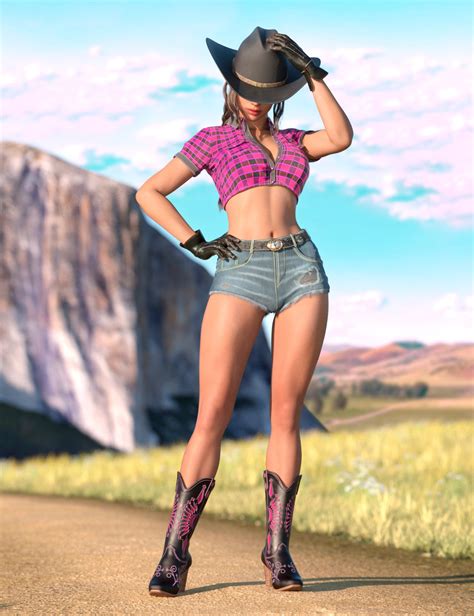 Wild West Cowgirl Outfit For Genesis Feminine Daz D