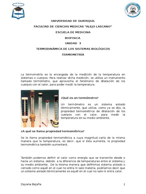 Unidad 3 Termodinámica De Los Sistemas Biológicos Pdf Termodinámica