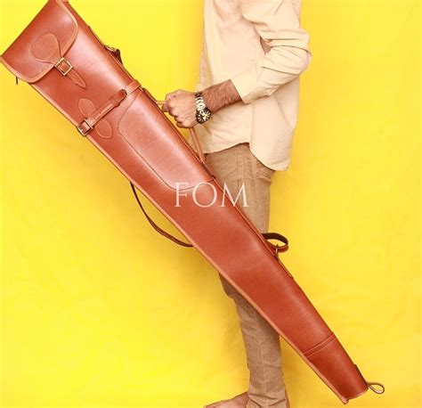 Genuine Cow Leather Rifle Carry Case Leather Shotgun Slip Shooting Gun