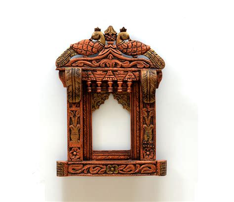 Buy Brown Peacock Rajsthani Design Decorative Wooden Jharokha Online In