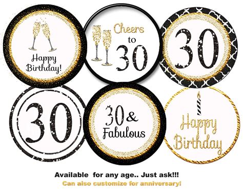 30th Cupcake Toppers 30th Birthday Cupcake Toppers Gold Etsy