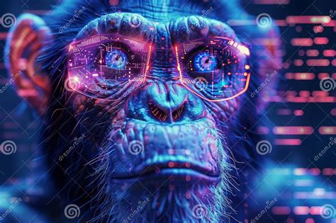 Digitally Enhanced Monkey with Artificial Intelligence in Futuristic ...