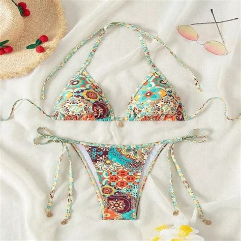 Bikini Femme Deux Pièces Sgambato Mini Bikini Triangle Vert Coloré