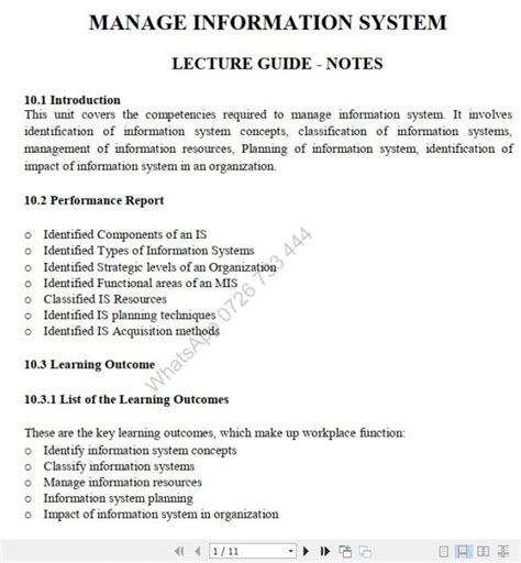 Perform Management Information Pdf Notes Tvet Cdacc Level Cbet Pdf