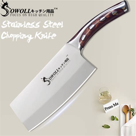 Sowoll 4cr14 7 Inch Stainless Steel Chef Cleaver Knife Master Chef Knives