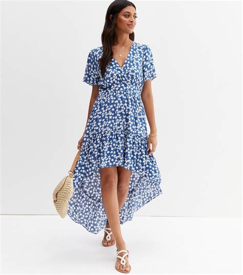 Cameo Rose Blue Floral Dip Hem Midi Wrap Dress ShopStyle