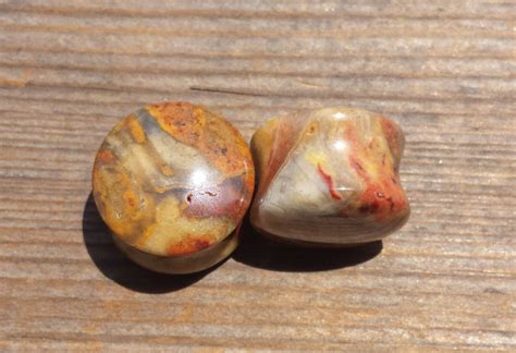 Pair Of Real Crazy Lace Agate Plugs Gauges Body Jewelry Double Flared