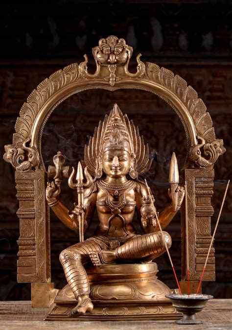 Polished Bronze South Indian Goddess Shakti Mariamman Statue with Knife ...