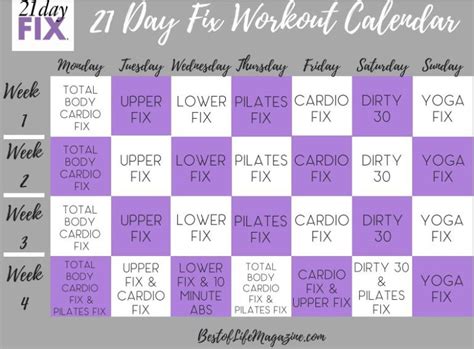 Day Fix Workout Order Schedule Tips For Each Workout Day