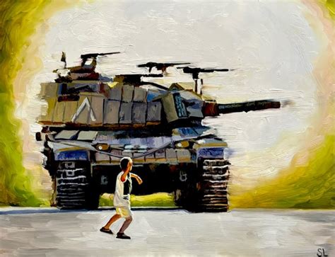 David and Goliath original oil painting | Safia Latif