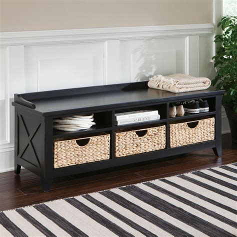 Liberty Hearthstone Black Storage Bench with Baskets | Entryway bench ...