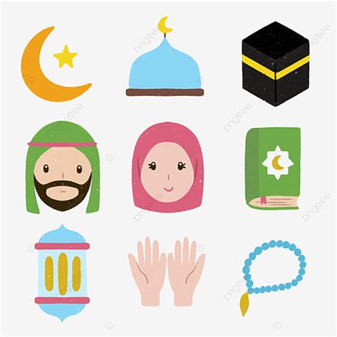 Islamic Ramadan Eid Mubarak Icon Set Element Illustration In