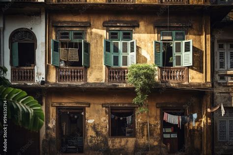 Old Walls And Windows Of Goan Houses In Fontainhas Panaji Goa A