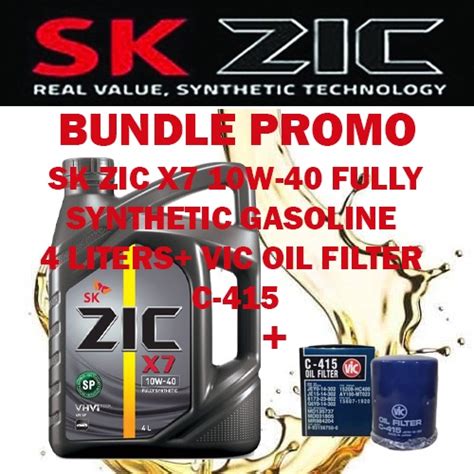 SK ZIC X7 10W 40 Fully Synthetic Gasoline 4Liters With Vic Oil Filter C