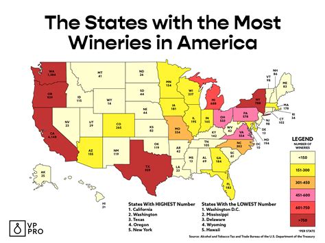 The States With The Most Wineries In Map Vinepair