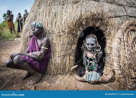 Mursi Women In Their Hut Editorial Photography Image Of African 59370137