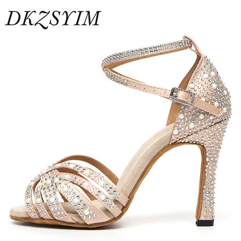 Dkzsyim Strass Latina Sapatos De Dan A Do Sexo Feminino Latina Salsa Menina Sapatos Casuais