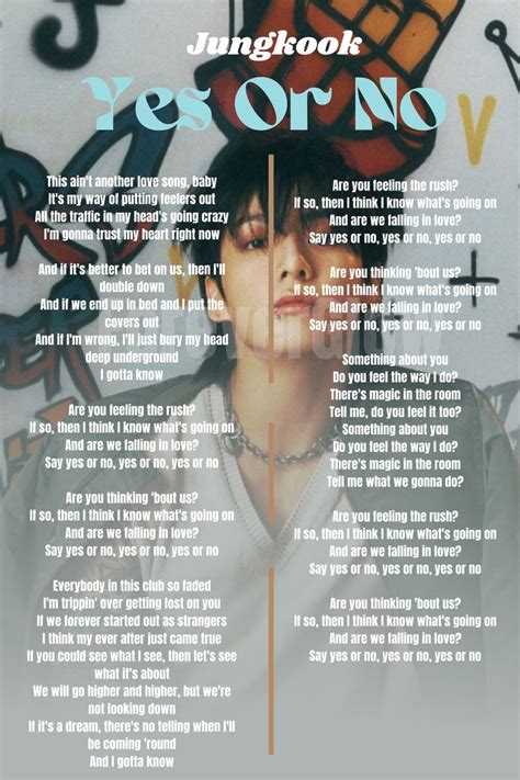 Jungkook Yes Or No Lyrics Korean Song Lyrics Jungkook Songs Lyrics