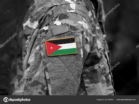 Flag of Jordan on military uniform. Army, armed forces, soldiers ...