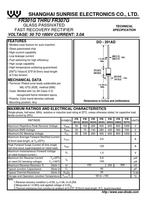 Fr G Datasheet Shanghai Sunrise Electronics